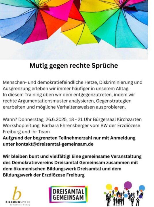 Dreisamtal Gemeinsam am 26.6. in Kirchzarten gegen rechte Sprüche